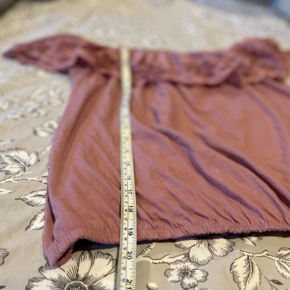 Paper + Tee Off Shoulder Dusty Rose Top - Picture 7 of 10